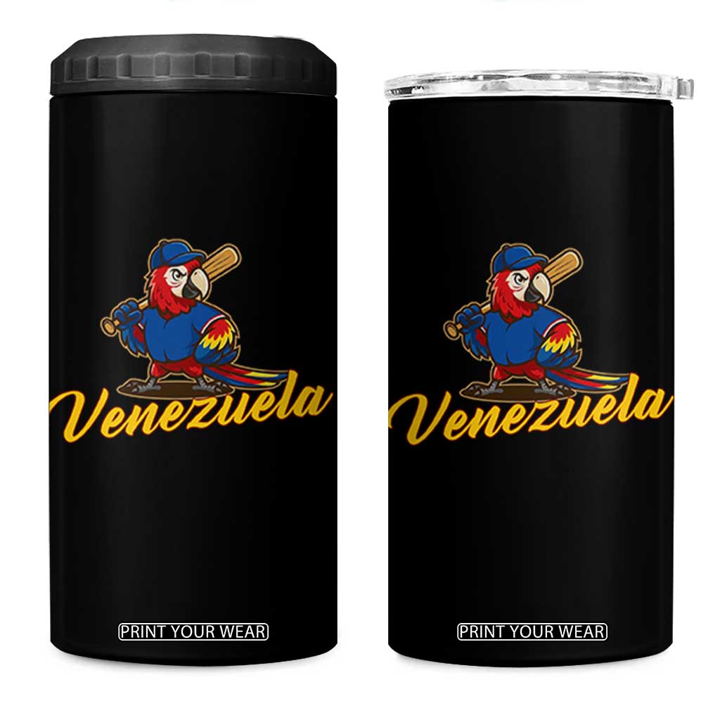 Venezuela Guacamaya Macaw Baseball 4 in 1 Can Cooler Tumbler Venezuelan Pride Latino Beisbol Fans TS02 One Size: 16 oz Black Print Your Wear