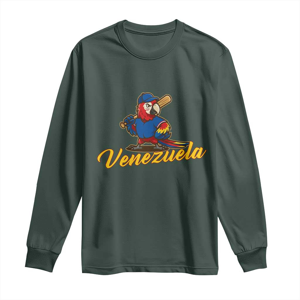 Venezuela Guacamaya Macaw Baseball Long Sleeve Shirt Venezuelan Pride Latino Beisbol Fans TS02 Dark Forest Green Print Your Wear