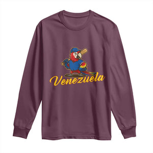 Venezuela Guacamaya Macaw Baseball Long Sleeve Shirt Venezuelan Pride Latino Beisbol Fans TS02 Maroon Print Your Wear