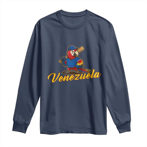 Venezuela Guacamaya Macaw Baseball Long Sleeve Shirt Venezuelan Pride Latino Beisbol Fans TS02 Navy Print Your Wear