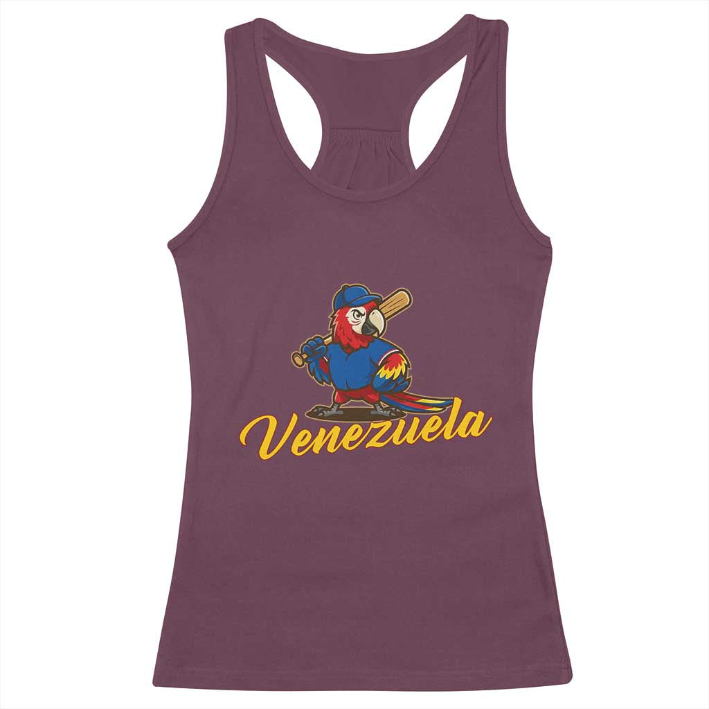 Venezuela Guacamaya Macaw Baseball Racerback Tank Top Venezuelan Pride Latino Beisbol Fans TS02 Maroon Print Your Wear