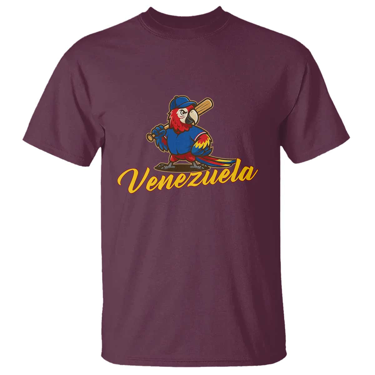 Venezuela Guacamaya Macaw Baseball T Shirt Venezuelan Pride Latino Beisbol Fans TS02 Maroon Print Your Wear