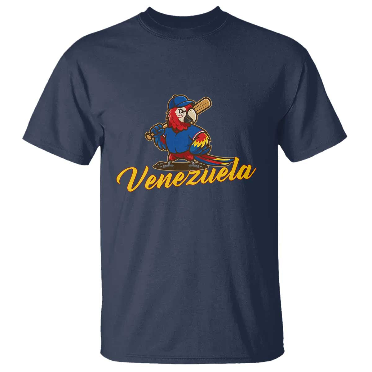 Venezuela Guacamaya Macaw Baseball T Shirt Venezuelan Pride Latino Beisbol Fans TS02 Navy Print Your Wear