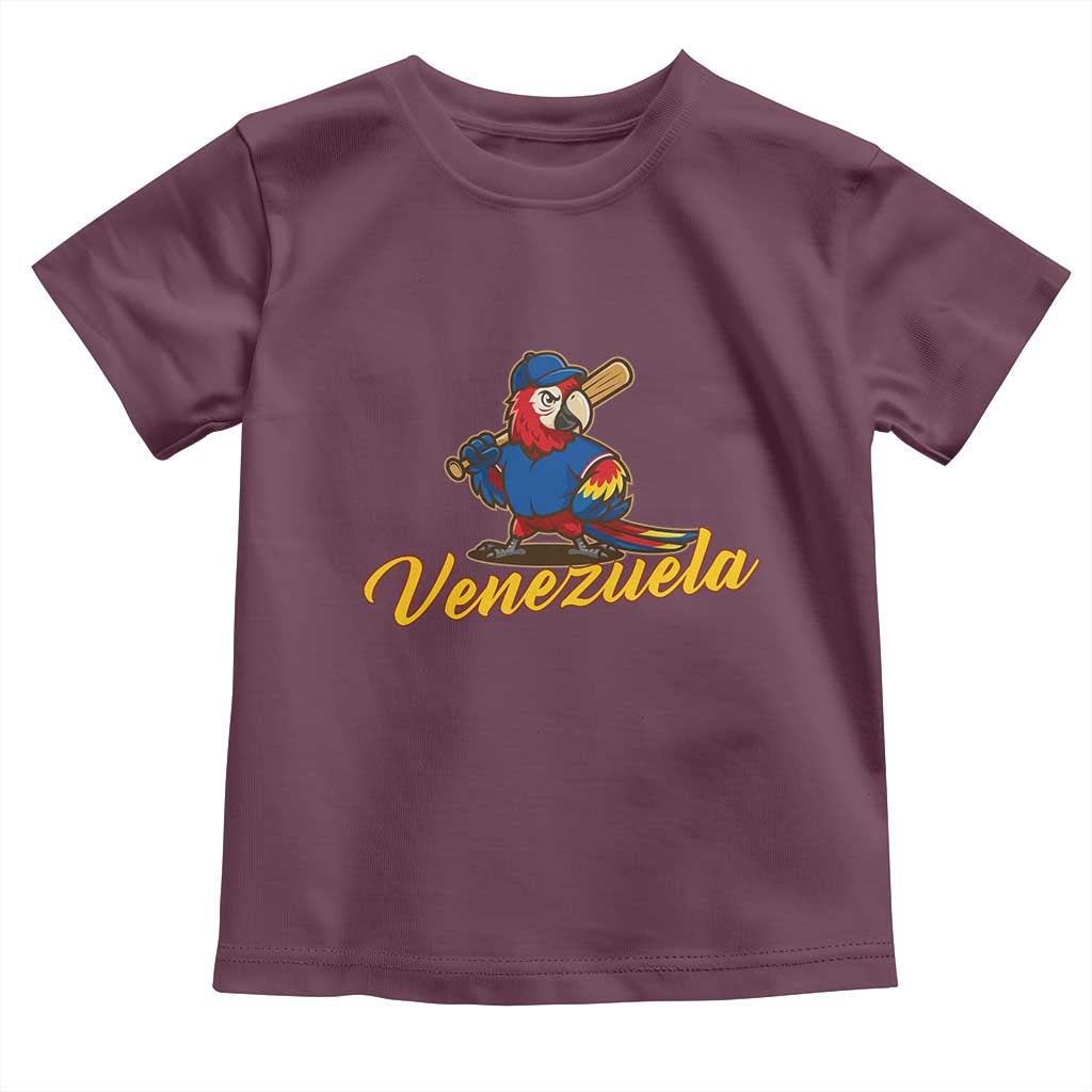 Venezuela Guacamaya Macaw Baseball Toddler T Shirt Venezuelan Pride Latino Beisbol Fans TS02 Maroon Print Your Wear