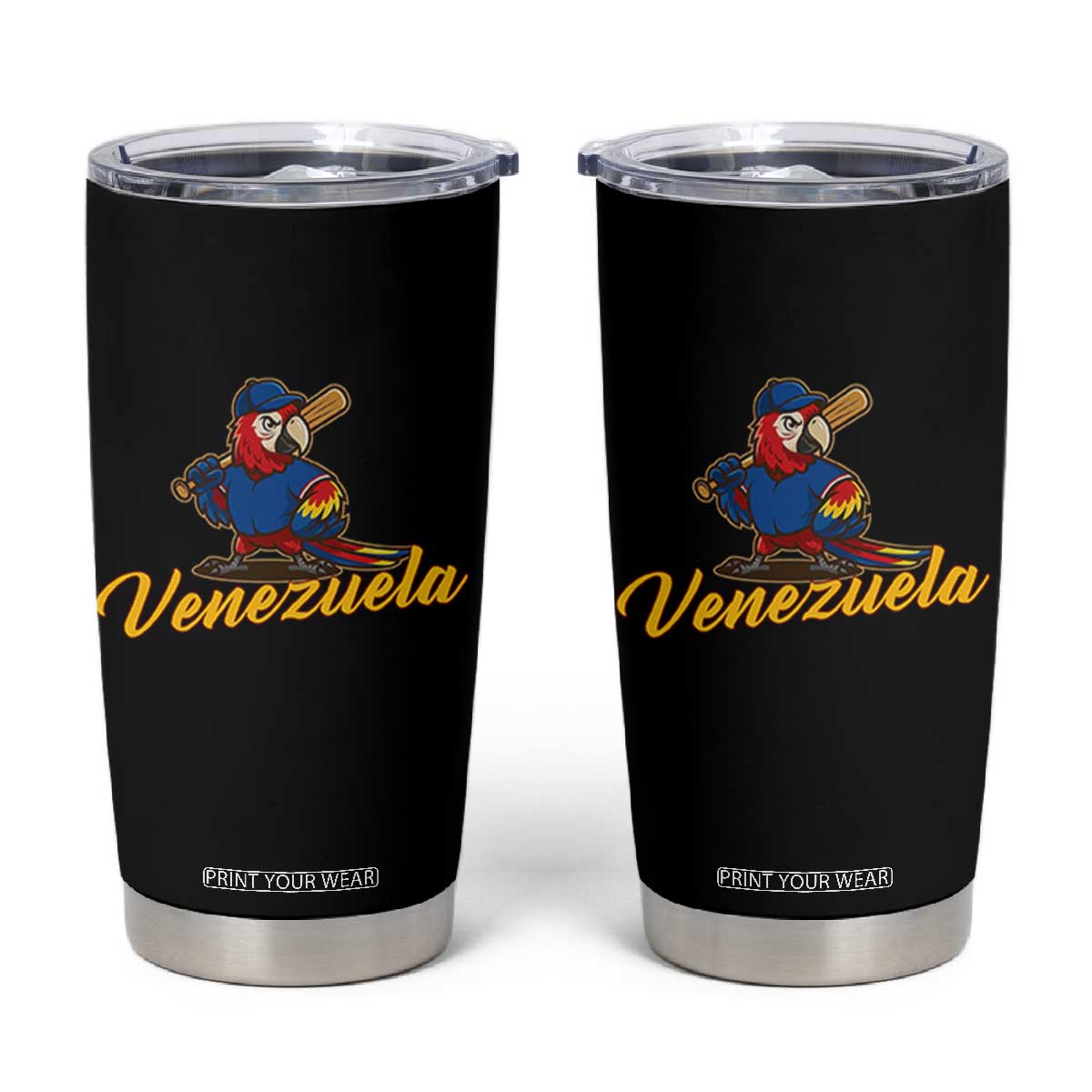 Venezuela Guacamaya Macaw Baseball Tumbler Cup Venezuelan Pride Latino Beisbol Fans TS02 Black Print Your Wear