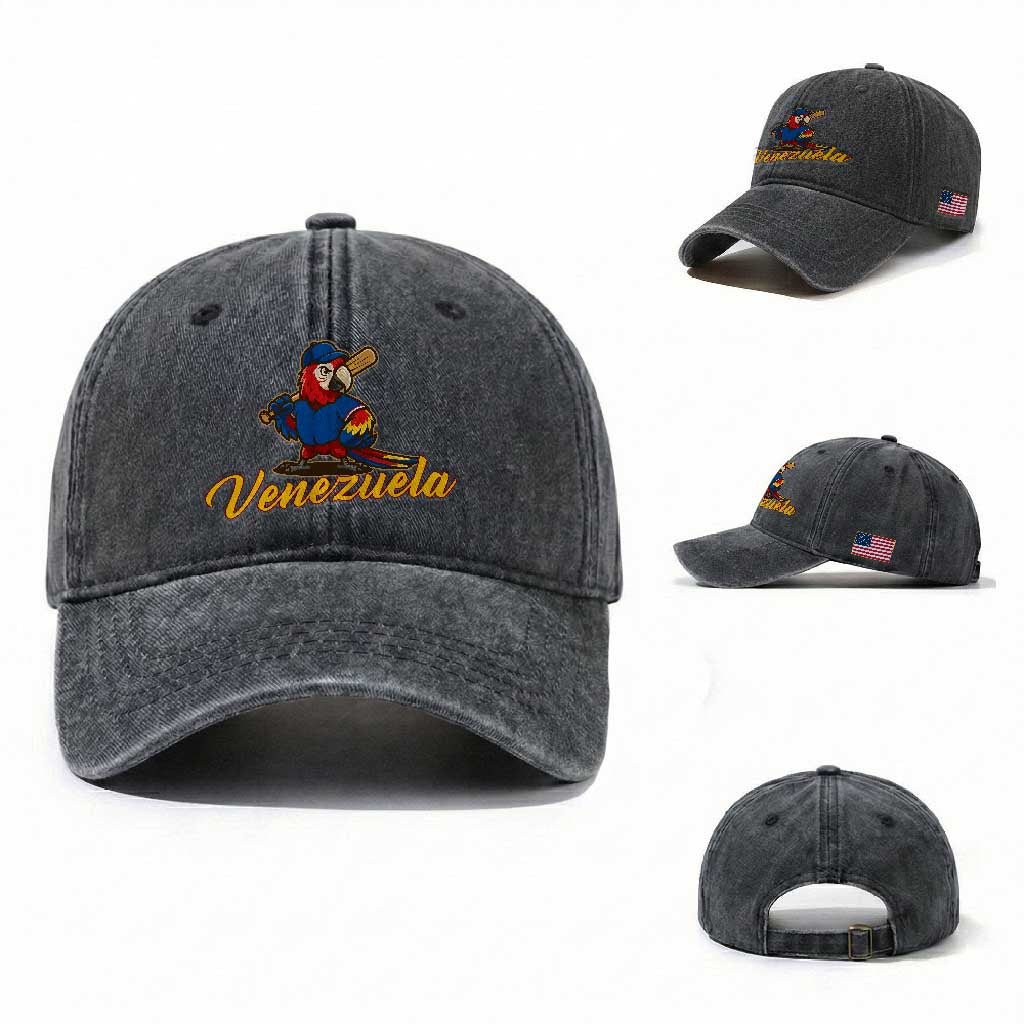Venezuela Guacamaya Macaw Baseball Washed Cotton Baseball Cap Venezuelan Pride Latino Beisbol Fans