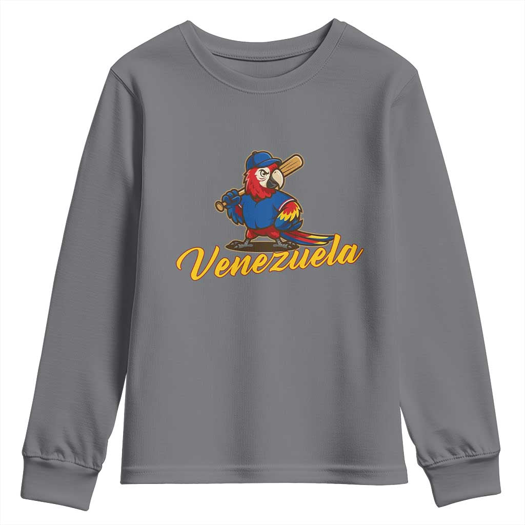 Venezuela Guacamaya Macaw Baseball Youth Sweatshirt Venezuelan Pride Latino Beisbol Fans TS02 Charcoal Print Your Wear