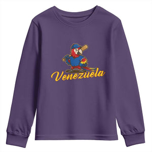 Venezuela Guacamaya Macaw Baseball Youth Sweatshirt Venezuelan Pride Latino Beisbol Fans TS02 Purple Print Your Wear