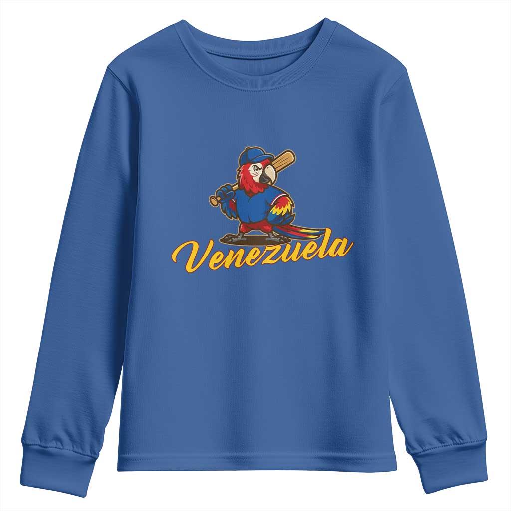Venezuela Guacamaya Macaw Baseball Youth Sweatshirt Venezuelan Pride Latino Beisbol Fans TS02 Royal Blue Print Your Wear