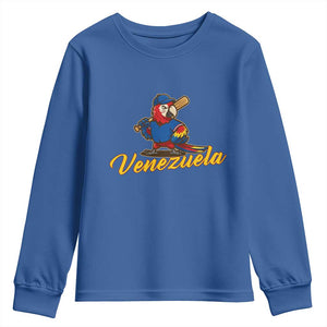 Venezuela Guacamaya Macaw Baseball Youth Sweatshirt Venezuelan Pride Latino Beisbol Fans TS02 Royal Blue Print Your Wear