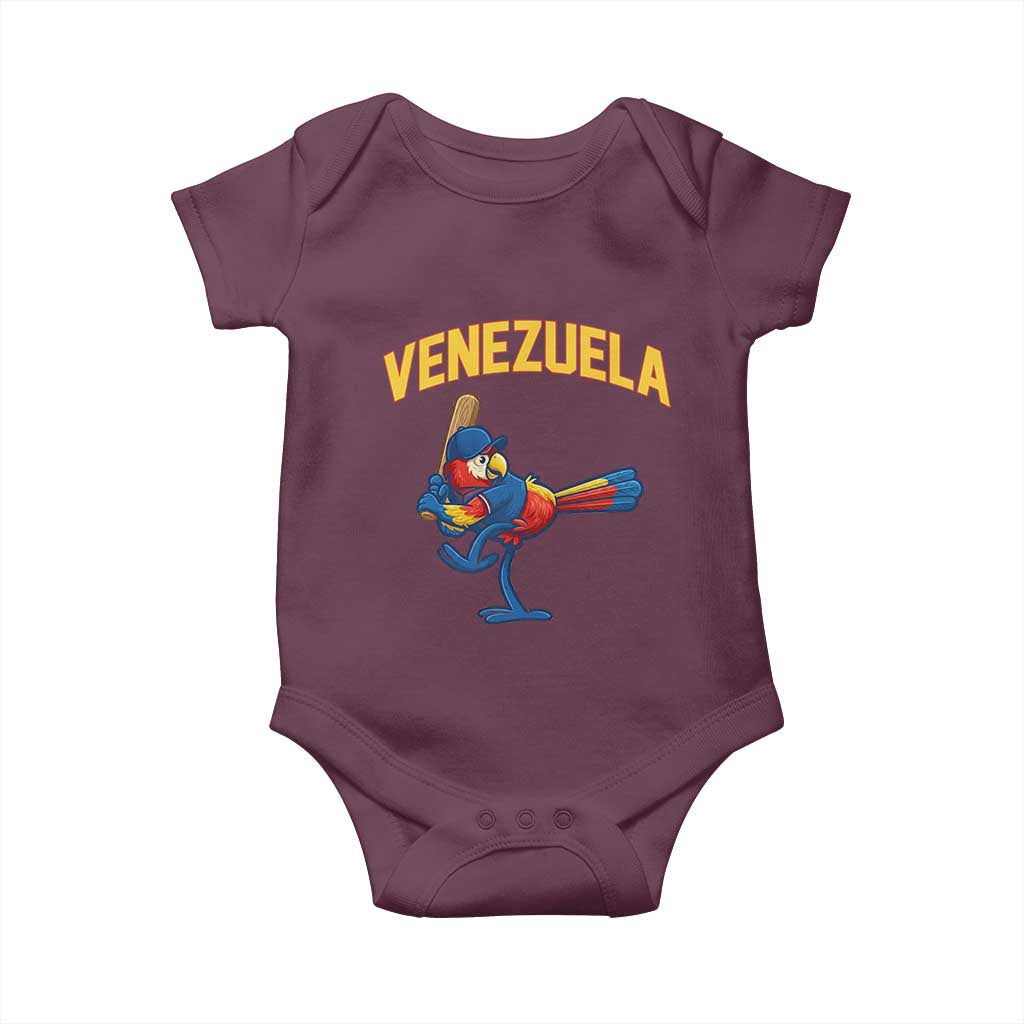 Venezuela Baseball Macaw Batter Baby Onesie Ara Macao Guacamaya Venezuelan Pride TS02 Maroon Print Your Wear