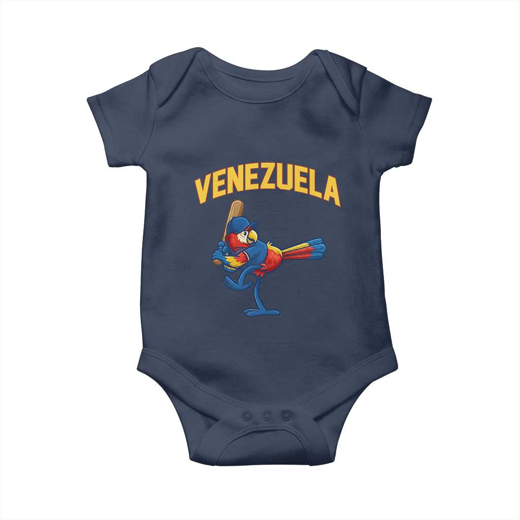 Venezuela Baseball Macaw Batter Baby Onesie Ara Macao Guacamaya Venezuelan Pride TS02 Navy Print Your Wear