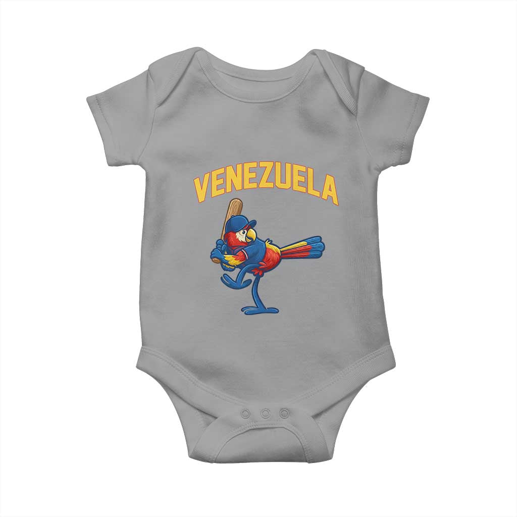 Venezuela Baseball Macaw Batter Baby Onesie Ara Macao Guacamaya Venezuelan Pride TS02 Sport Gray Print Your Wear