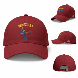 Venezuela Baseball Macaw Batter Baseball Cap Ara Macao Guacamaya Venezuelan Pride TS02 Baseball Cap Universal Fit Cherry Red Print Your Wear