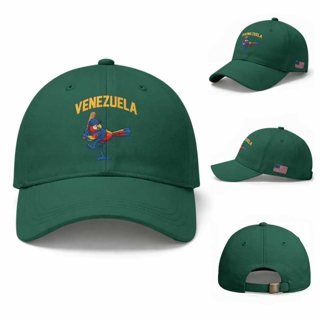 Venezuela Baseball Macaw Batter Baseball Cap Ara Macao Guacamaya Venezuelan Pride TS02 Baseball Cap Universal Fit Irish Green Print Your Wear