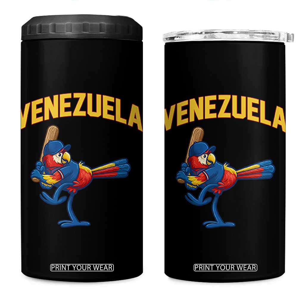 Venezuela Baseball Macaw Batter 4 in 1 Can Cooler Tumbler Ara Macao Guacamaya Venezuelan Pride TS02 One Size: 16 oz Black Print Your Wear