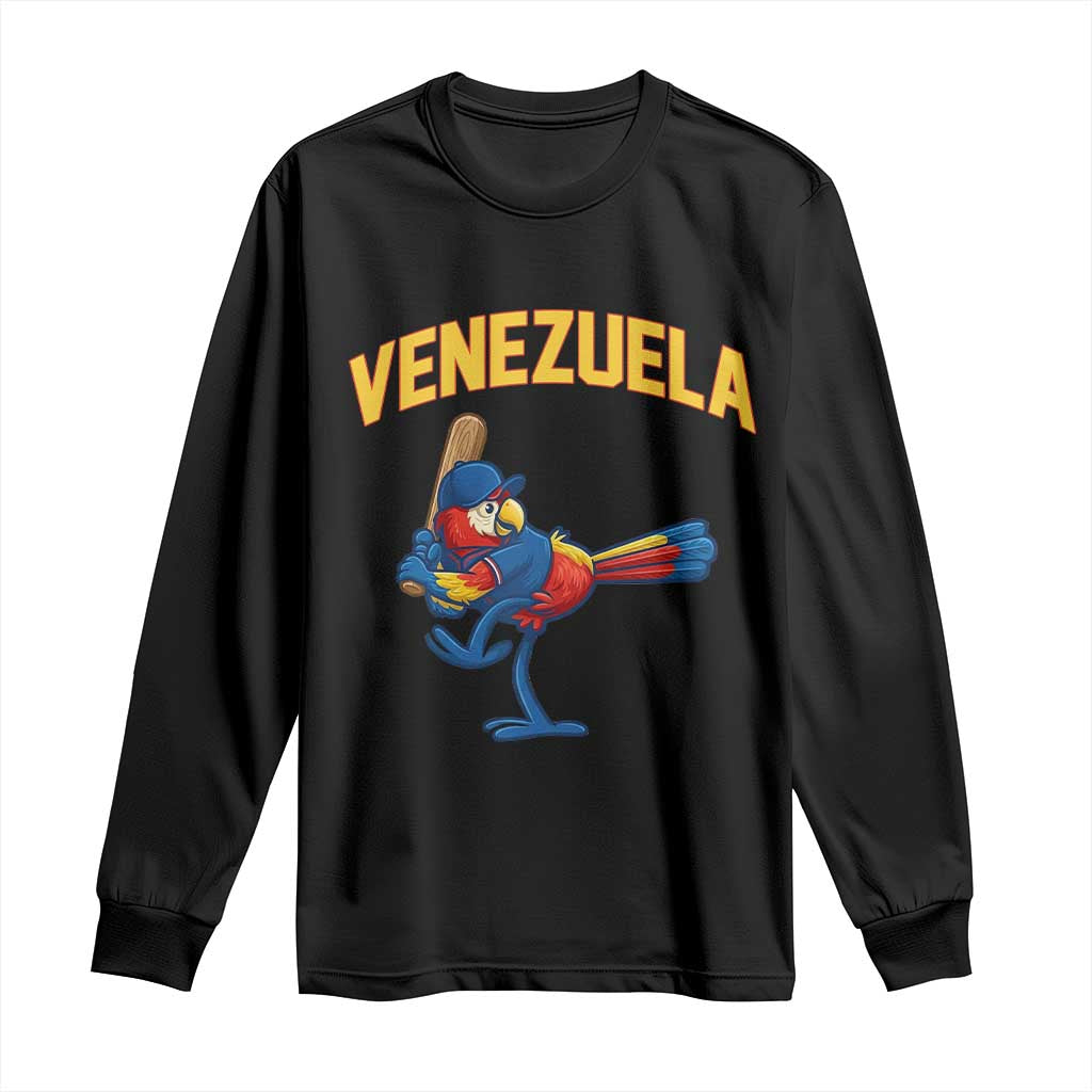 Venezuela Baseball Macaw Batter Long Sleeve Shirt Ara Macao Guacamaya Venezuelan Pride TS02 Black Print Your Wear