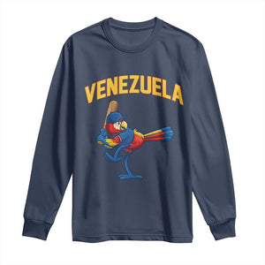 Venezuela Baseball Macaw Batter Long Sleeve Shirt Ara Macao Guacamaya Venezuelan Pride TS02 Navy Print Your Wear