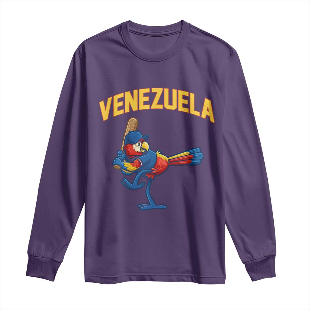 Venezuela Baseball Macaw Batter Long Sleeve Shirt Ara Macao Guacamaya Venezuelan Pride TS02 Purple Print Your Wear