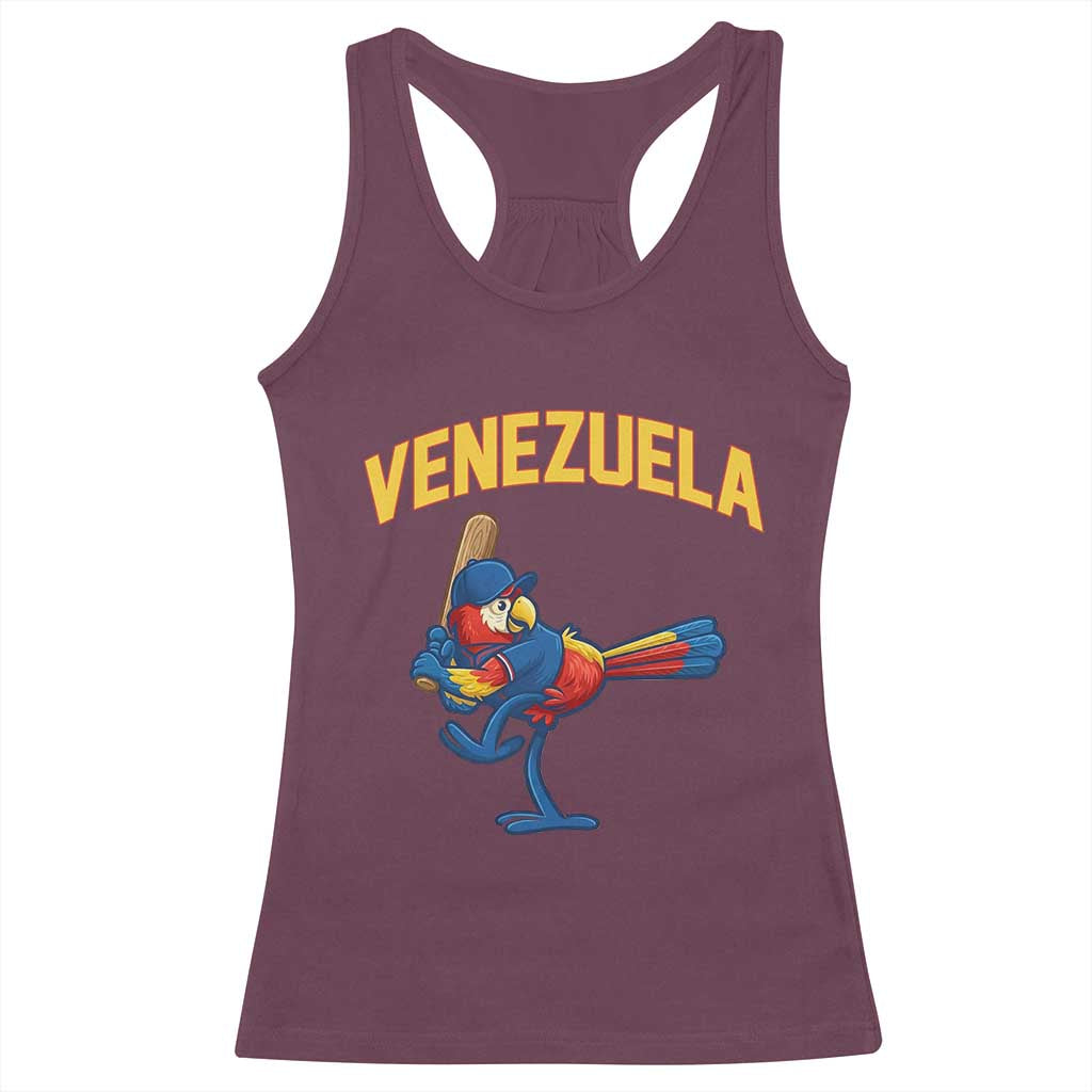 Venezuela Baseball Macaw Batter Racerback Tank Top Ara Macao Guacamaya Venezuelan Pride TS02 Maroon Print Your Wear
