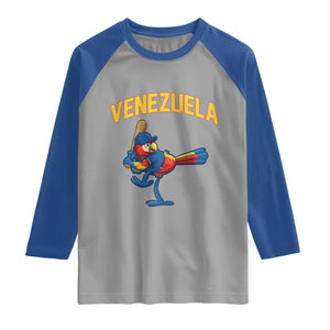 Venezuela Baseball Macaw Batter Raglan Shirt Ara Macao Guacamaya Venezuelan Pride TS02 Sport Gray Royal Print Your Wear