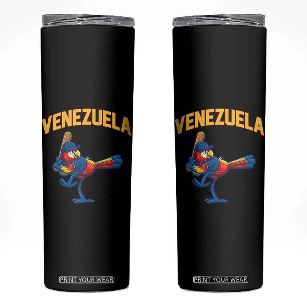 Venezuela Baseball Macaw Batter Skinny Tumbler Ara Macao Guacamaya Venezuelan Pride TS02 Black Print Your Wear