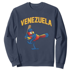 Venezuela Baseball Macaw Batter Sweatshirt Ara Macao Guacamaya Venezuelan Pride TS02 Navy Print Your Wear