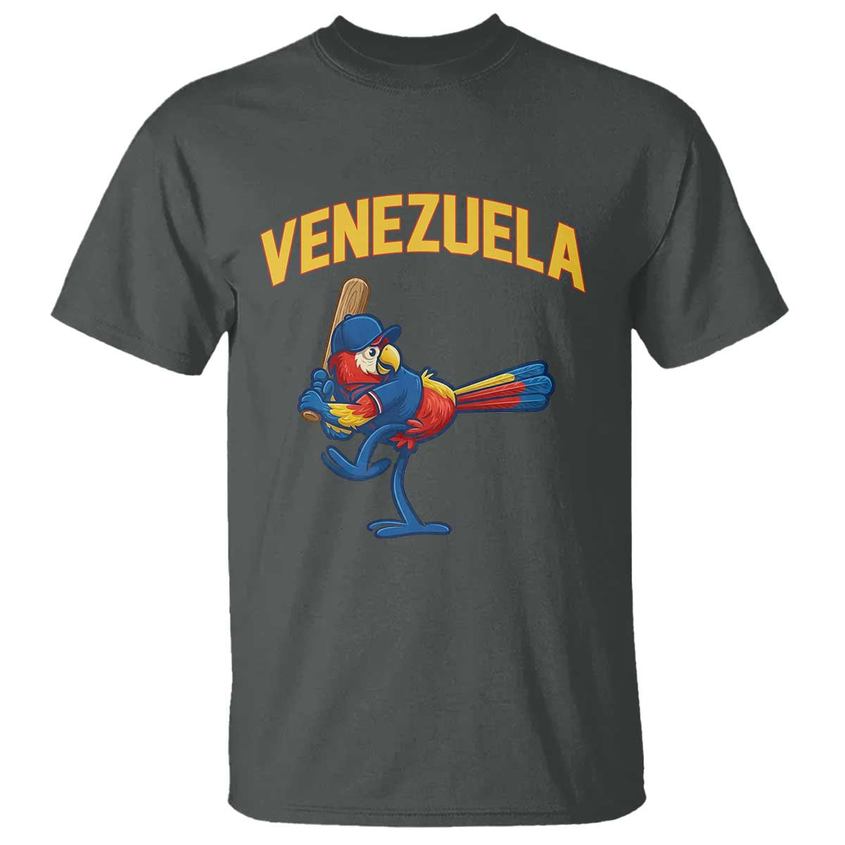Venezuela Baseball Macaw Batter T Shirt Ara Macao Guacamaya Venezuelan Pride TS02 Dark Heather Print Your Wear