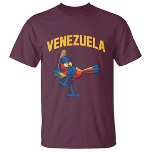 Venezuela Baseball Macaw Batter T Shirt Ara Macao Guacamaya Venezuelan Pride TS02 Maroon Print Your Wear