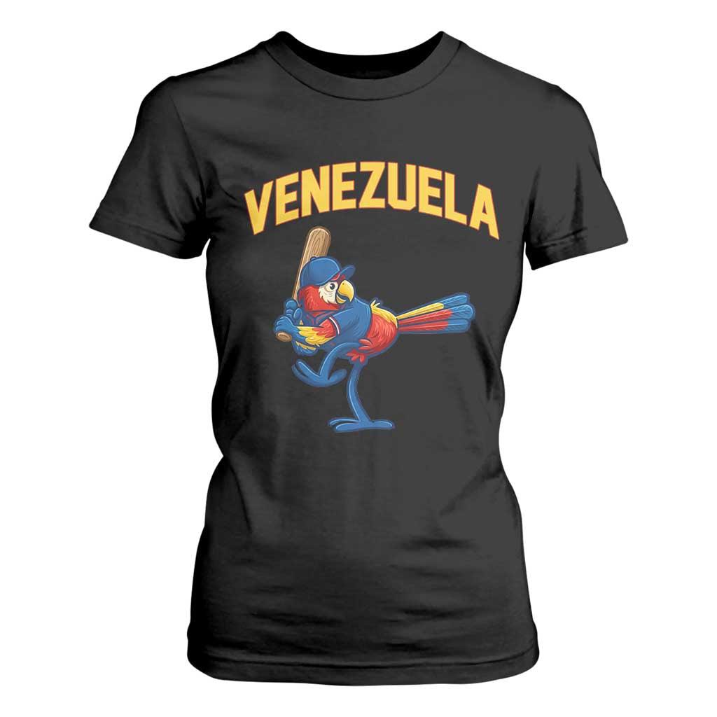 Venezuela Baseball Macaw Batter T Shirt For Women Ara Macao Guacamaya Venezuelan Pride TS02 Black Print Your Wear