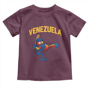 Venezuela Baseball Macaw Batter Toddler T Shirt Ara Macao Guacamaya Venezuelan Pride TS02 Maroon Print Your Wear