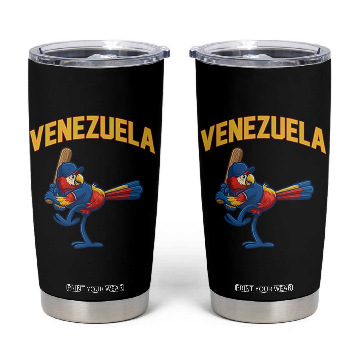 Venezuela Baseball Macaw Batter Tumbler Cup Ara Macao Guacamaya Venezuelan Pride TS02 Black Print Your Wear