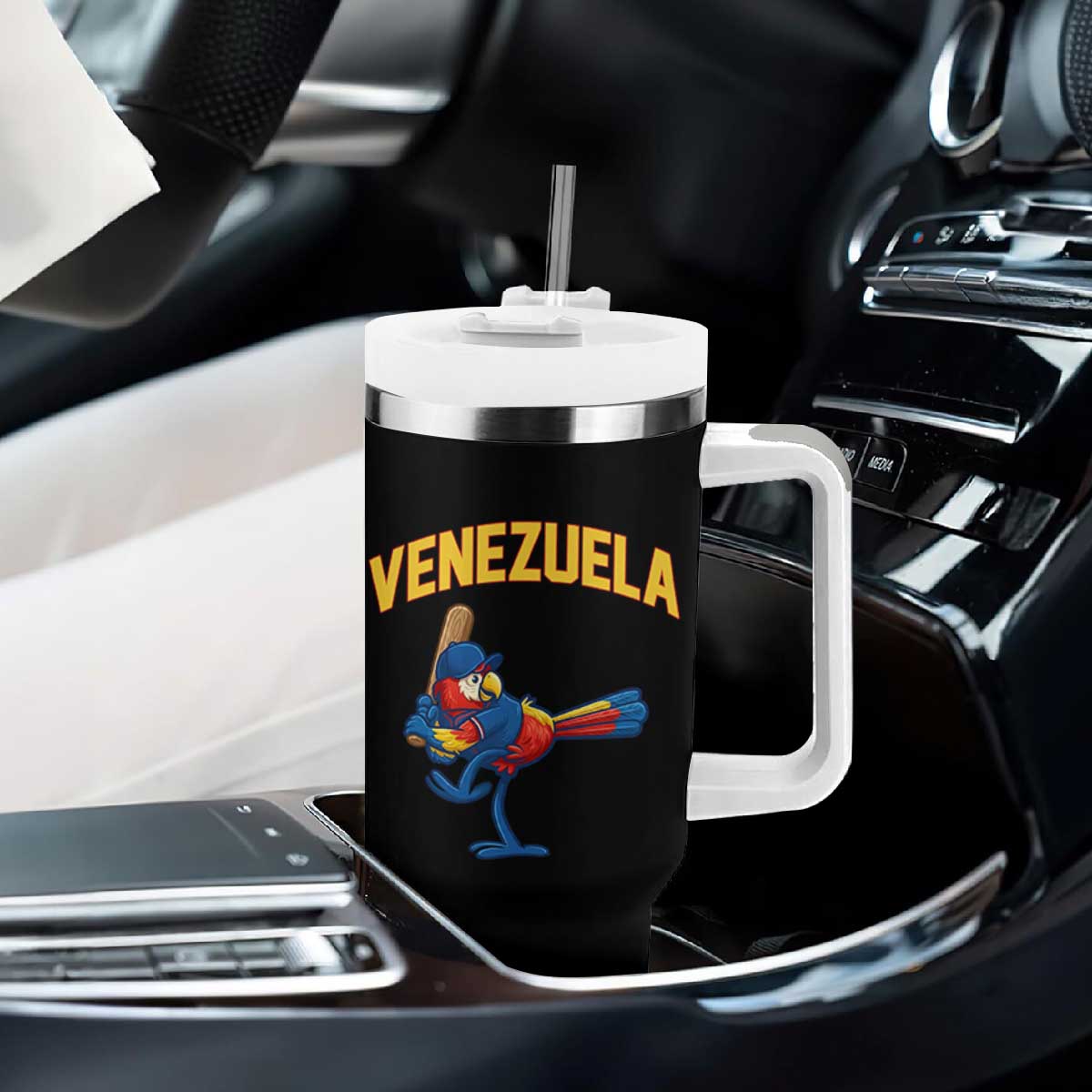 Venezuela Baseball Macaw Batter Tumbler With Handle Ara Macao Guacamaya Venezuelan Pride TS02 Print Your Wear