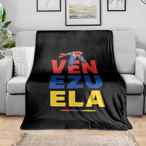 Venezuela Pride Flying Scarlet Macaw Throw Blanket Ara Macao Guacamaya Venezuelan Pride Tropical Bird TS02 Print Your Wear