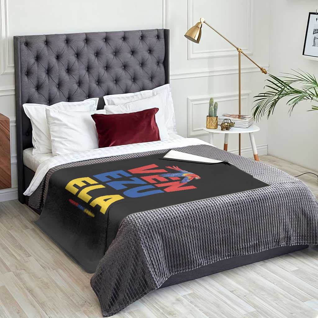 Venezuela Pride Flying Scarlet Macaw Throw Blanket Ara Macao Guacamaya Venezuelan Pride Tropical Bird TS02 Print Your Wear