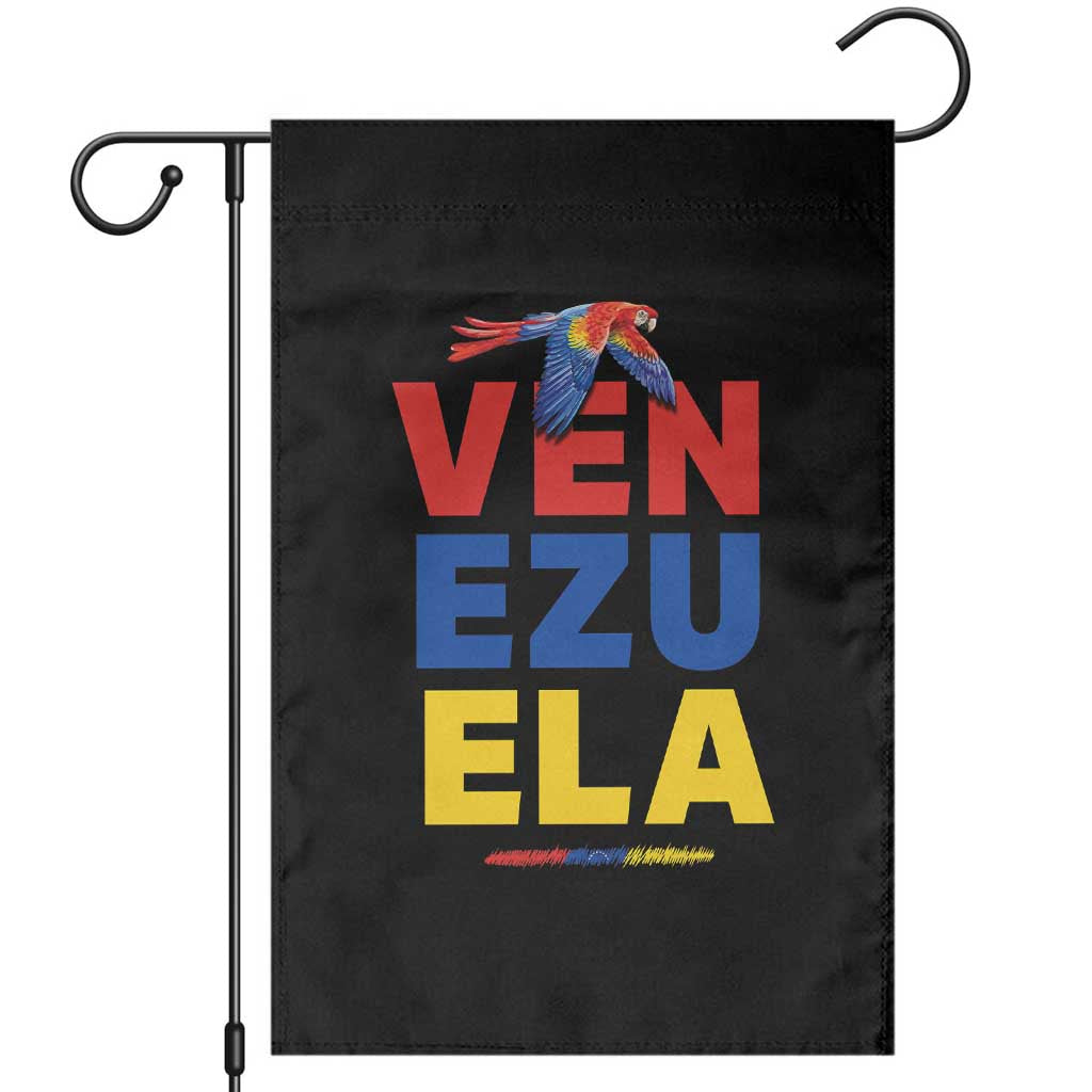 Venezuela Pride Flying Scarlet Macaw Garden Flag Ara Macao Guacamaya Venezuelan Pride Tropical Bird TS02 Black Print Your Wear