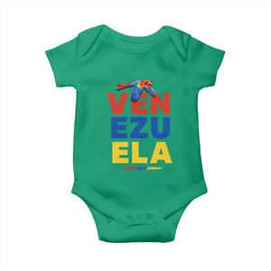 Venezuela Pride Flying Scarlet Macaw Baby Onesie Ara Macao Guacamaya Venezuelan Pride Tropical Bird TS02 Irish Green Print Your Wear