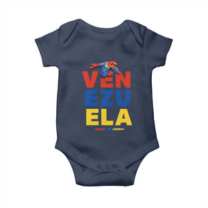Venezuela Pride Flying Scarlet Macaw Baby Onesie Ara Macao Guacamaya Venezuelan Pride Tropical Bird TS02 Navy Print Your Wear