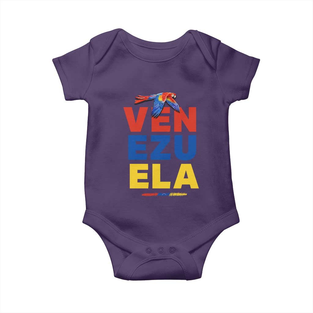 Venezuela Pride Flying Scarlet Macaw Baby Onesie Ara Macao Guacamaya Venezuelan Pride Tropical Bird TS02 Purple Print Your Wear