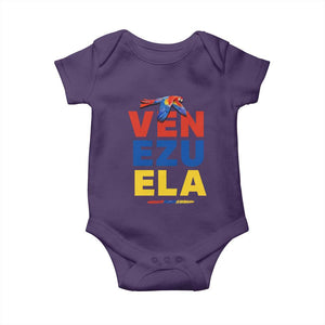 Venezuela Pride Flying Scarlet Macaw Baby Onesie Ara Macao Guacamaya Venezuelan Pride Tropical Bird TS02 Purple Print Your Wear