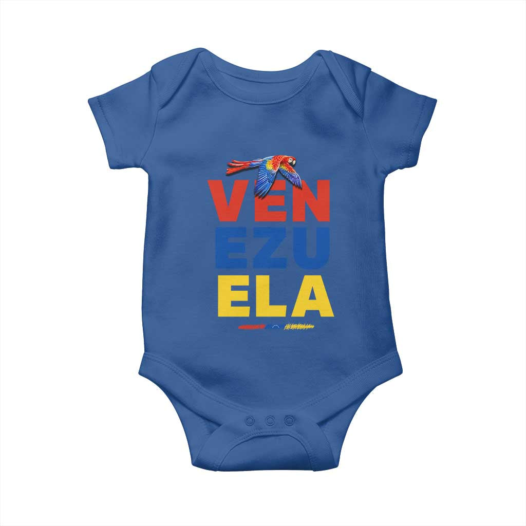 Venezuela Pride Flying Scarlet Macaw Baby Onesie Ara Macao Guacamaya Venezuelan Pride Tropical Bird TS02 Royal Blue Print Your Wear