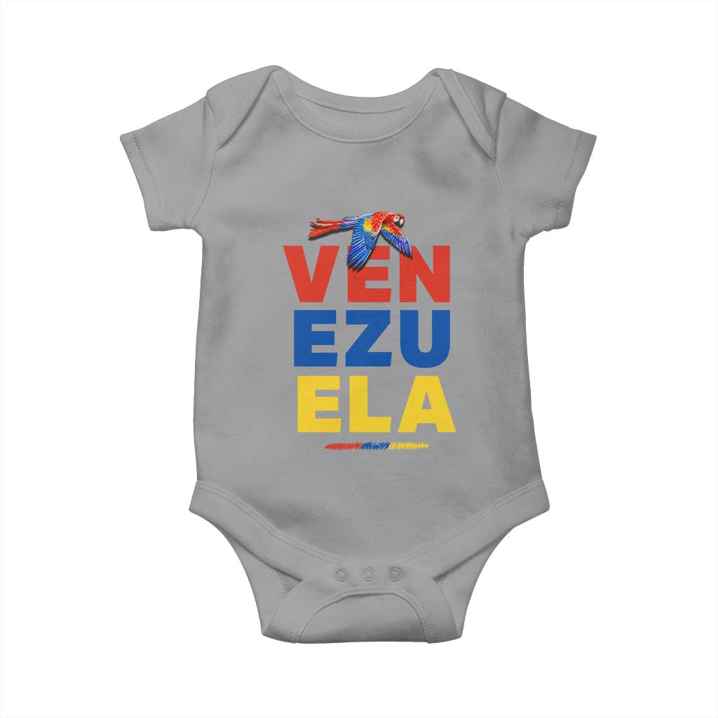 Venezuela Pride Flying Scarlet Macaw Baby Onesie Ara Macao Guacamaya Venezuelan Pride Tropical Bird TS02 Sport Gray Print Your Wear