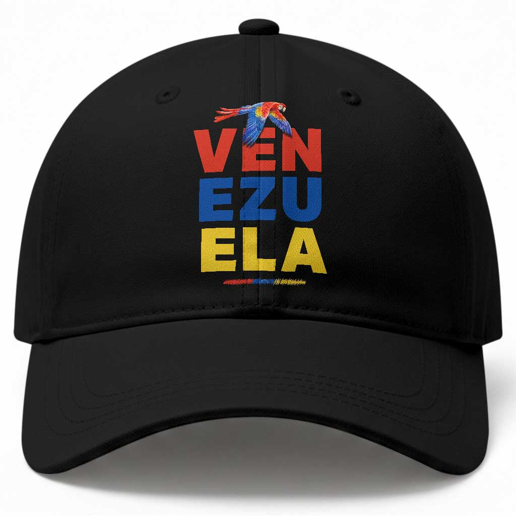 Venezuela Pride Flying Scarlet Macaw Baseball Cap Ara Macao Guacamaya Venezuelan Pride Tropical Bird TS02 Print Your Wear