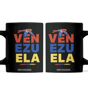 Venezuela Pride Flying Scarlet Macaw Coffee Mug Ara Macao Guacamaya Venezuelan Pride Tropical Bird TS02 Black Print Your Wear