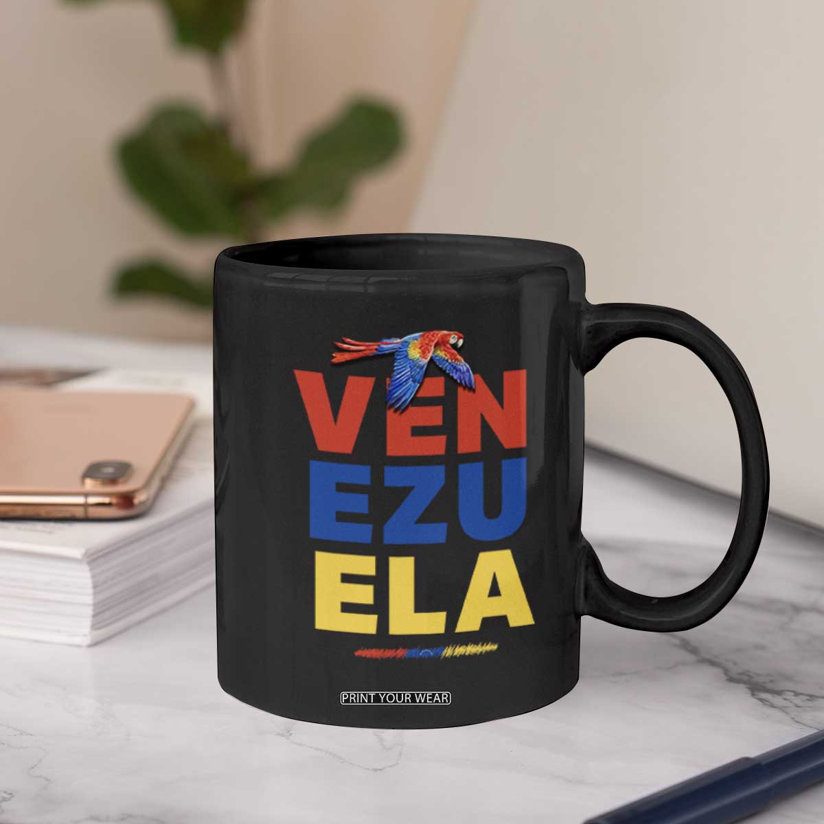 Venezuela Pride Flying Scarlet Macaw Coffee Mug Ara Macao Guacamaya Venezuelan Pride Tropical Bird TS02 Print Your Wear