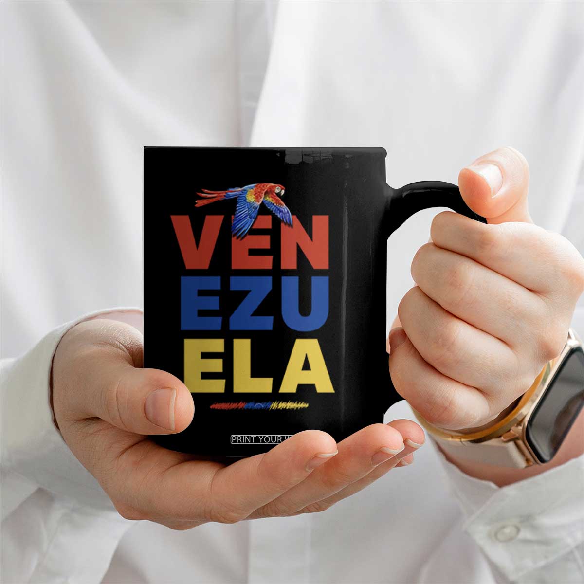 Venezuela Pride Flying Scarlet Macaw Coffee Mug Ara Macao Guacamaya Venezuelan Pride Tropical Bird TS02 Print Your Wear
