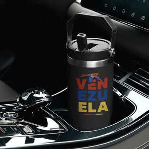 Venezuela Pride Flying Scarlet Macaw Flip Straw Tumbler Ara Macao Guacamaya Venezuelan Pride Tropical Bird TS02 Print Your Wear