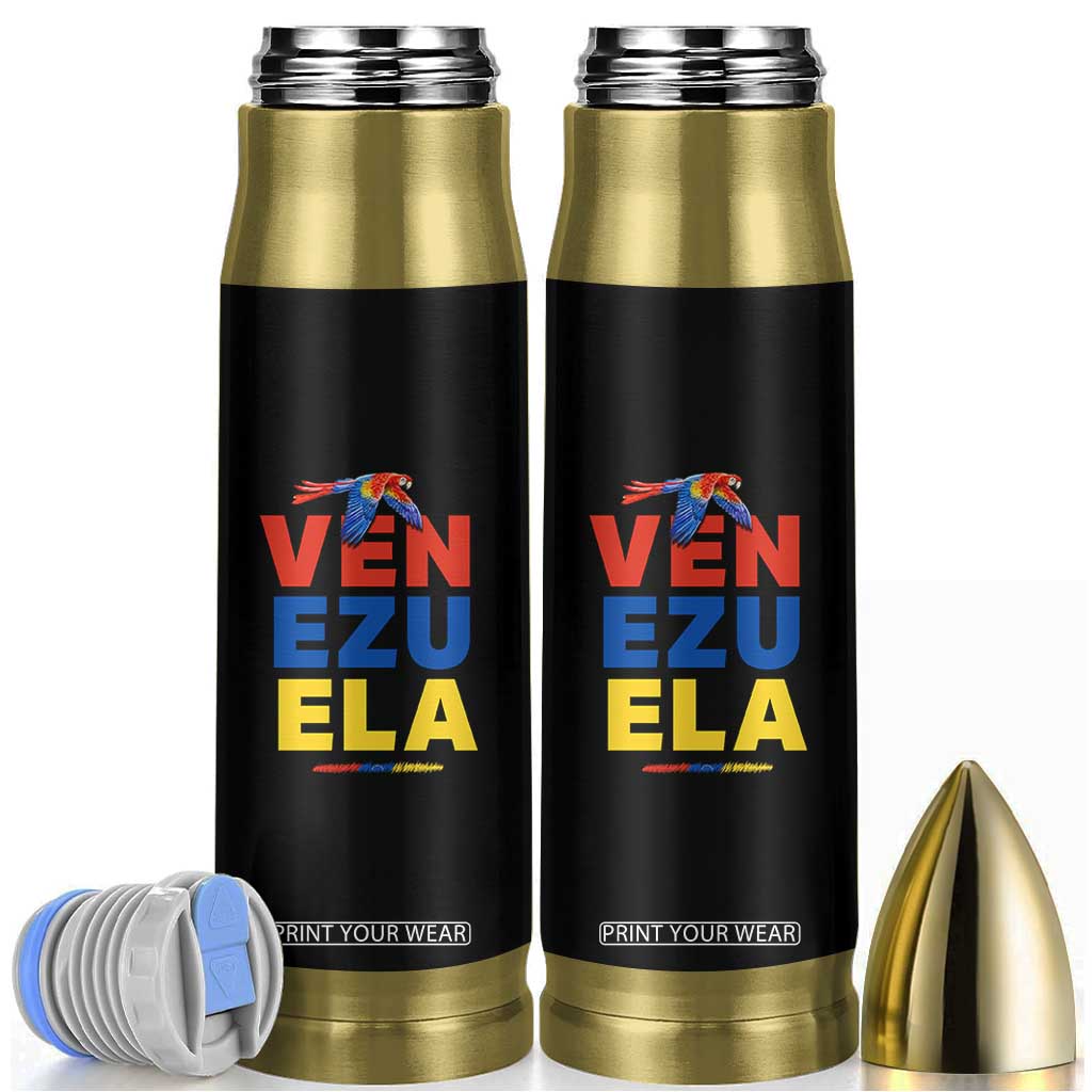 Venezuela Pride Flying Scarlet Macaw Bullet Tumbler Ara Macao Guacamaya Venezuelan Pride Tropical Bird TS02 Black Print Your Wear