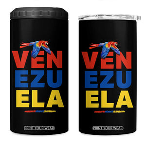 Venezuela Pride Flying Scarlet Macaw 4 in 1 Can Cooler Tumbler Ara Macao Guacamaya Venezuelan Pride Tropical Bird TS02 One Size: 16 oz Black Print Your Wear
