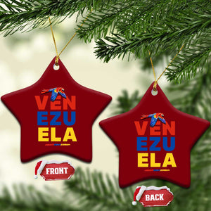 Venezuela Pride Flying Scarlet Macaw Ceramic Ornament Ara Macao Guacamaya Venezuelan Pride Tropical Bird TS02 Print Your Wear